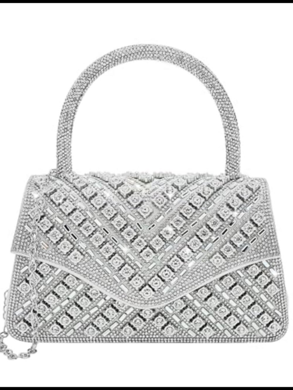 Rhinestone Evening Clutch Crossbody Bag with Chain Wedding Party Purse